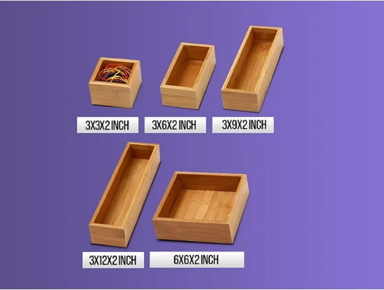 YBM Home Bamboo Drawer Organizer Storage Box for Kitchen Drawer, Junk Drawer, Office, Bedroom