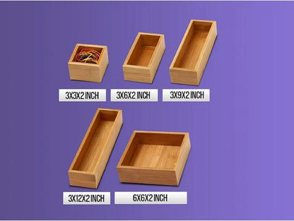 YBM Home Bamboo Drawer Organizer Storage Box for Kitchen Drawer, Junk Drawer, Office, Bedroom