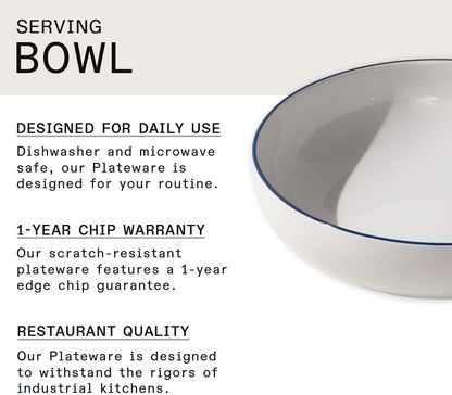 Made In Cookware - Serving Bowl - White With Navy Rim - Porcelain - Crafted in England