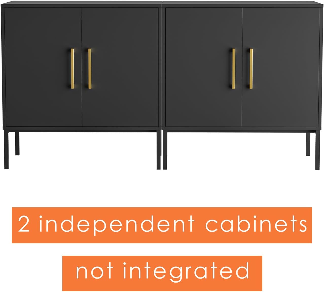 LYNSOM TV Stand for 55 Inch TV, Media Console Table with 2 Cabinets, Storage for Bedroom, Living Room, Entertainment Room (Black)