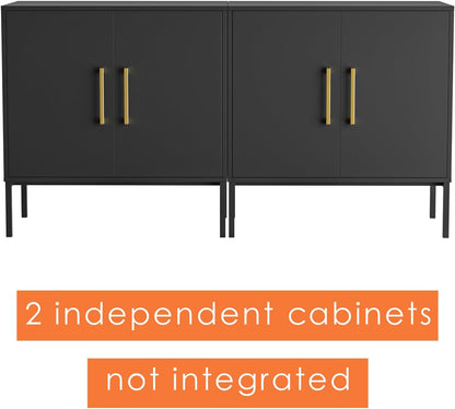 LYNSOM TV Stand for 55 Inch TV, Media Console Table with 2 Cabinets, Storage for Bedroom, Living Room, Entertainment Room (Black)