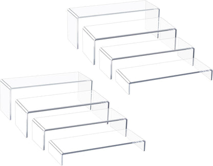Acrylic Display Risers,12'' Large Display Stands, Thickened to 0.2''(5mm) Stackable Acrylic Shelves for Perfume Display, Clear Risers for Cupcake Stand,Pop Figurines,Tumbler,Food (Clear, 8PCS)