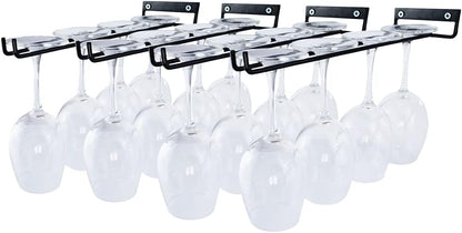 4 Packs 12 Inch Wine Glass Racks Cup Wall Mounted Stemware Hanging Wine Glasses Holder Under Cabinet Wire Wine Decor Racks