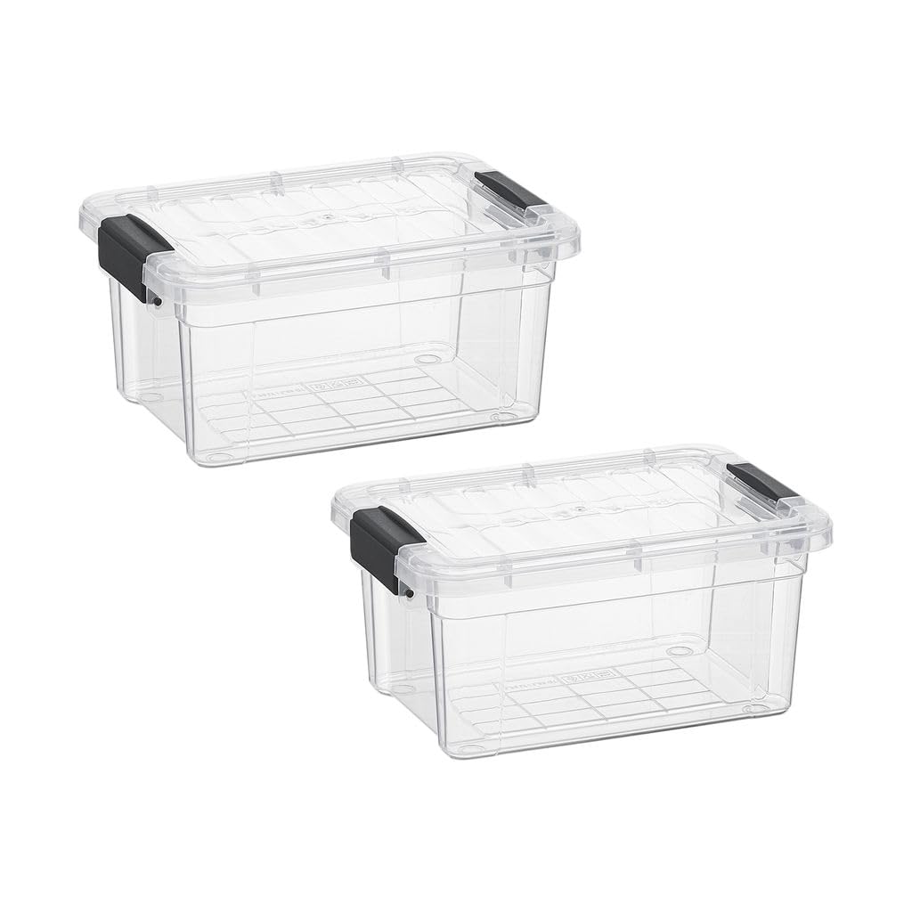 Superio Clear Storage Boxes with Lids, 3.4 Quart Plastic Container Bins for Organizing, Stackable