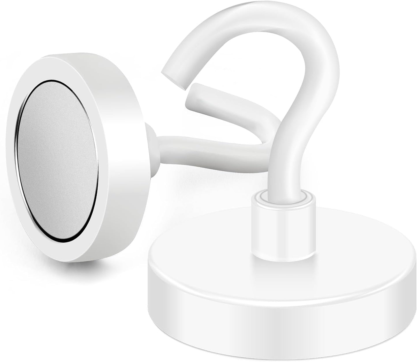 MIKEDE Strong Magnetic Hooks, 110Lbs Heavy Duty Magnetic Hooks for Cruise, Neodymium Earth Magnets with Hooks for Hanging, Super Metal Magnetic Hanger for Grill, Storage (White,10 Pack)