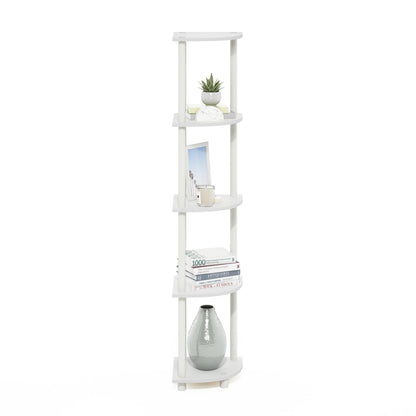 Furinno Turn-N-Tube Corner Shelf, 5-Tier Corner Bookshelf, Open Storage Shelves, for Organization