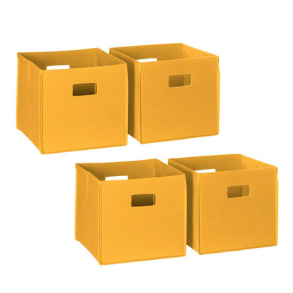 RiverRidge Folding Storage Bins - 4-pack of 10in Tall Golden Yellow Cubes