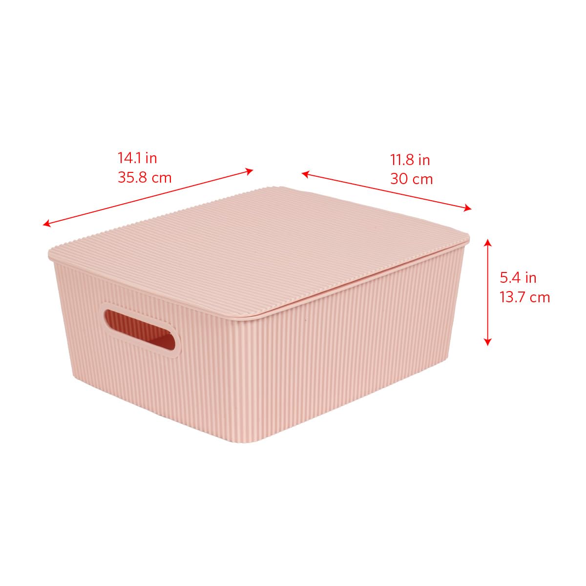 Glad Storage Baskets with Lids - Set of 4 Stackable Plastic Boxes with Handles - Decorative Shelf