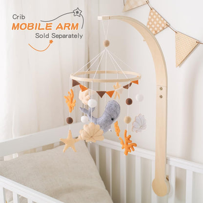 Baby Mobile for Crib - Ocean Animal Baby Mobiles - Baby Nursery Mobiles with Handmade Soft Felt Whale - Woodland Nursery Decor Toys for Ceiling Hanging | Perfect Baby Shower Gift for Baby Boys Girls