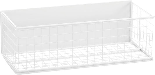 Magnetic Stotage Basket, Magnetic Shelf for Fridge, Magnetic Spice Rack Wire Mesh Magnetic Organizer Holder Accessories for Office Kitchen Classroom Storage,White, 9.44" x 4" x 3.14"