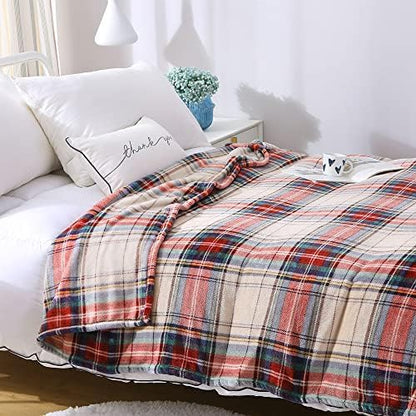 MERRYLIFE Tartan Plaid Print Throw Blanket Decorative Fleece Throw | Ultra-Plush Colorful | Couch Blanket Travel Lap | Home Gift Use(60" 90",Tartan)