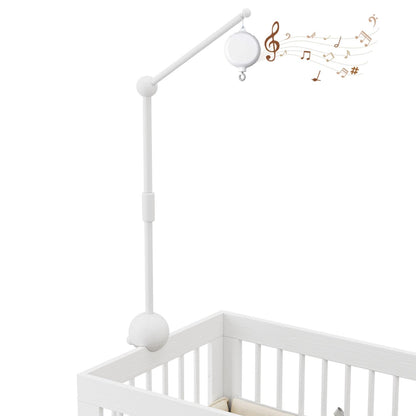 Crib Mobile Arm with Music Box,32.5 Inch White Crib Mobile Stand,Wooden Mobile Arm for Crib (2 Modes,360°Adjustable,100% Beech Wood) Baby Crib Mobile for Boy and Girl