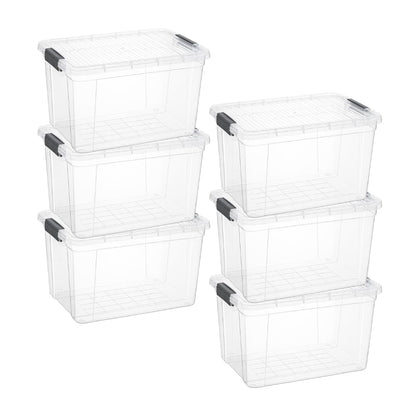 Superio Clear Storage Boxes with Lids, 14.7 Quart Plastic Container Bins for Organizing, Stackable