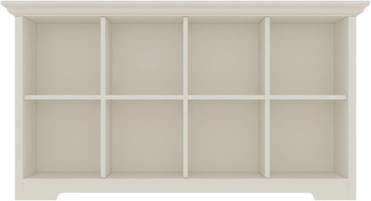 Cube Shelf Bookcase with Base - Wooden 2 Tiers Floor Standing Low Storage Cabinet for Home and Office, 8-Cube Lattice Bookshelf, Warm White