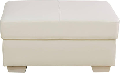 Ottoman Rectangular Storage Ottoman Bench, Genuine Cow Leather Footrest, Coffee Table, Stool Footstool with Hinged Lid for Living Room, Bedroom, Entryway, White, 36.5"x28"x18.5"