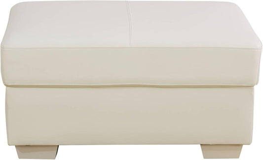 Ottoman Rectangular Storage Ottoman Bench, Genuine Cow Leather Footrest, Coffee Table, Stool Footstool with Hinged Lid for Living Room, Bedroom, Entryway, White, 36.5"x28"x18.5"