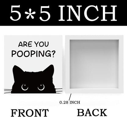 Funny Bathroom Decor Are You Pooping Cat Sign Funny Bathroom Toilet Table Decoration Funny Cat Gifts Bathroom Wall Decor Cat Gifts for Women Gifts for Cat Lovers, Funny Bathroom Wooden Box Sign Decor