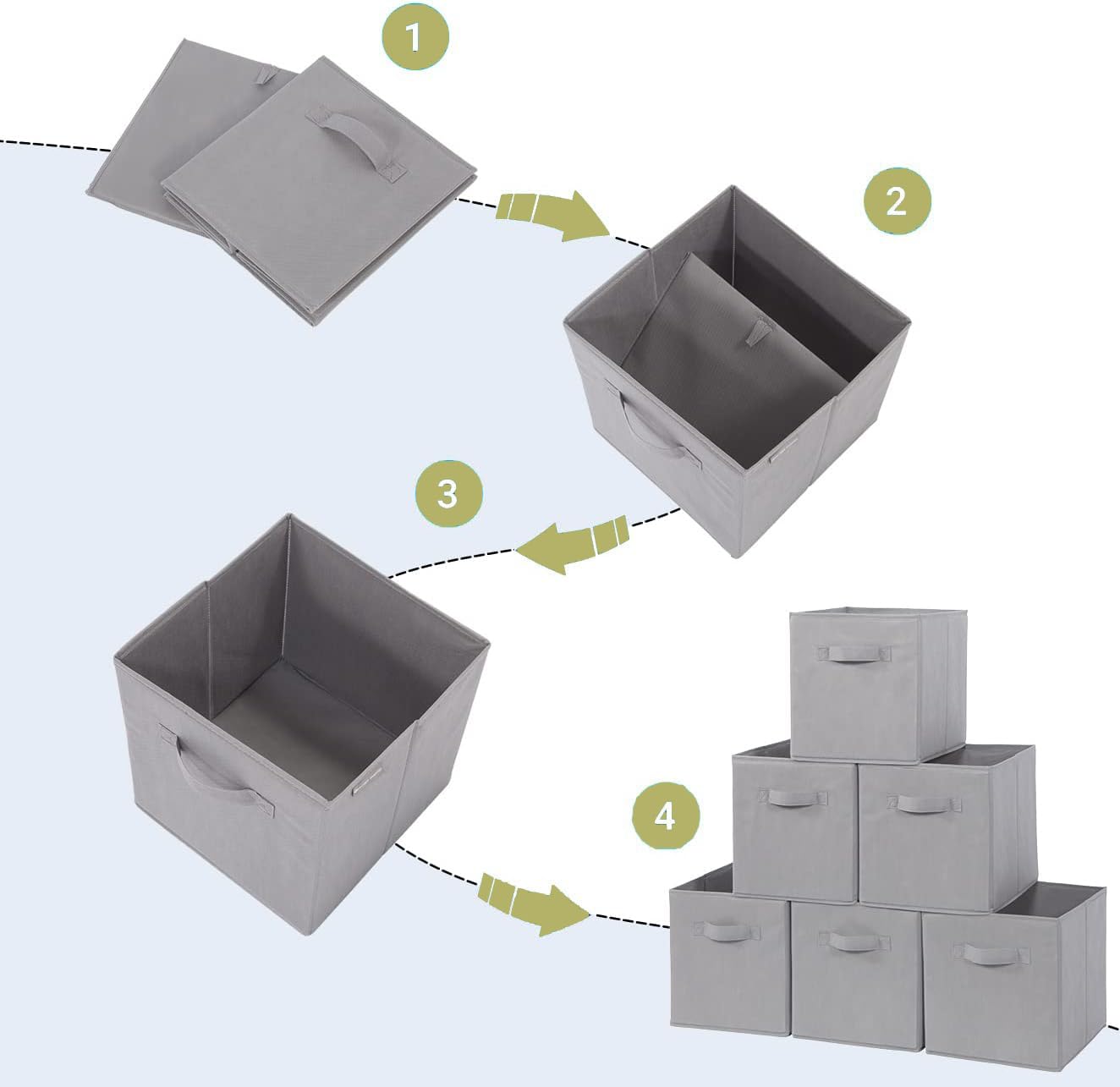 STORAGEIDEAS Storage Cubes, 11 Inch Cube Storage Bins, Set of 4, Fabric Foldable Storage Bins With