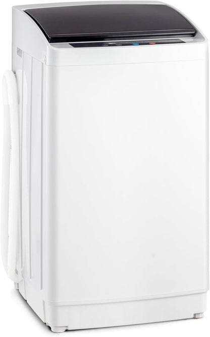 ROVSUN 17.8LBS Portable Washing Machine, Full-Automatic Electric Laundry Machine with Stainless Steel Drum, 110V Compact Washer and Spin Dryer Combo with Drain Pump for Apartment, Dorms, RV, Home