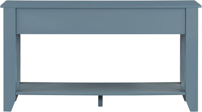 Farmhouse Modern Entryway Console Table 55.4'' Long Entry Sofa Table with Drawers & Storage Shelf for Living Room Hallway, Blue