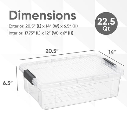 Superio Storage Bins with Lids, Clear Plastic Containers for Organizing, Stackable Totes, BPA Free