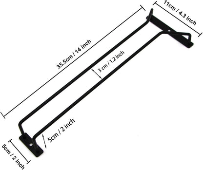 14-Inch Black Wine Glass Rack, Under Cabinet Wine Glass Holder, Stemware Rack, Hanging Stemware Holder, Set of 2