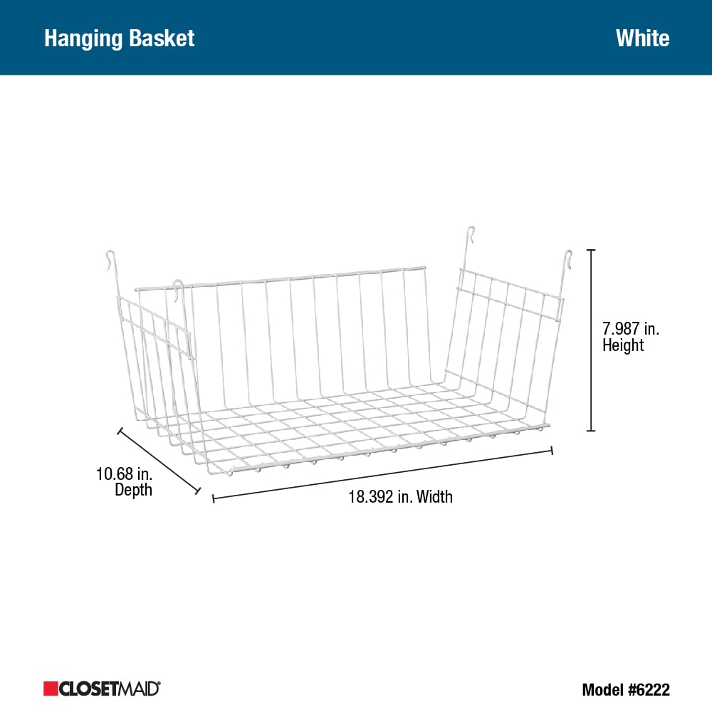 ClosetMaid Wire Hanging Shelf Basket for Storage, Organization in Closet or Pantry, No Assembly or