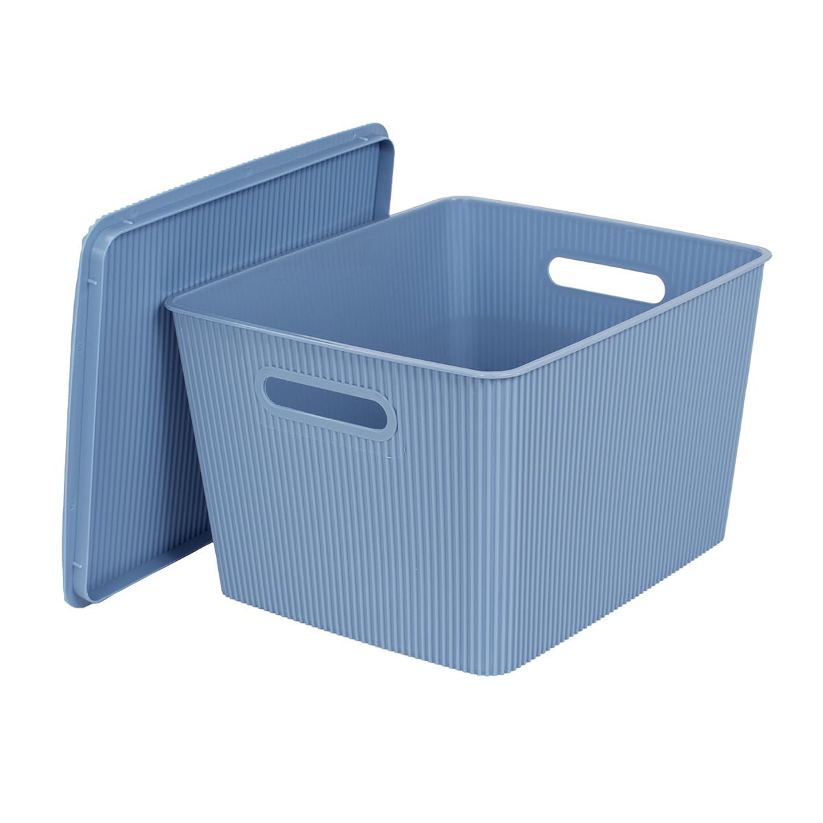Glad Storage Baskets with Lids - Set of 4 Stackable Plastic Boxes with Handles - Decorative Shelf