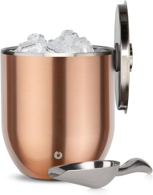 SNOWFOX Plus, Premium Vacuum Insulated Stainless Steel Ice Bucket with Lid/Scoop, Home Bar