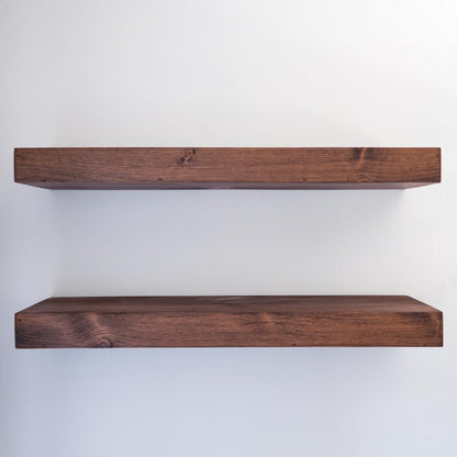 Modern Floating Shelves 3 Inches Thick for Wall, Wide Shelves for Kitchen, Living Room, Bedroom, and Bathroom, Natural Pine Wood, Rustic Wooden Shelf, (Set of 2) (Provincial, 36Lx3Hx6D)