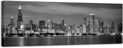 Wieco Art Chicago City Center Skyline in Black and White Canvas Prints Modern Canvas Art Cityscape Wall Decorations for Living Room Pictures for Bedroom Decorations