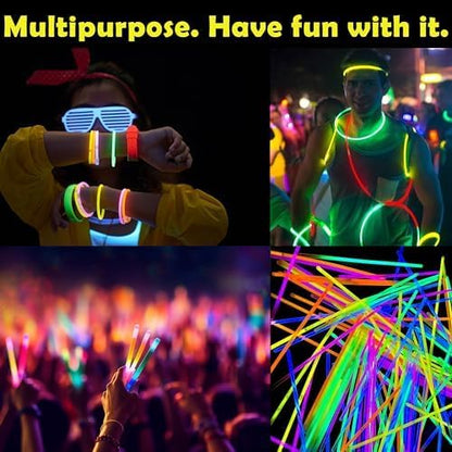 GiftExpress Glow Sticks 150Pk - 8" Assorted Neon Color Glow In The Dark Glowsticks - Bulk Light Up Party Accessories to Make Necklaces, Bracelets, Decorations for Party Favor - Bright