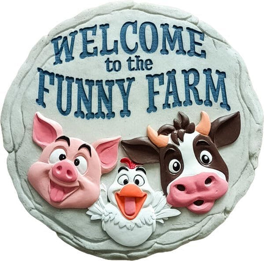 Spoontiques Funny Farm Stepping Stone - Cute Kitschy Decorative Garden Stone for Yard, Patio