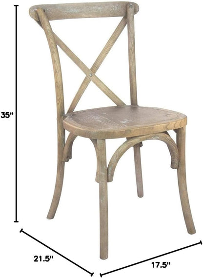 EMMA + OLIVER Medium Natural with White Grain X-Back Chair