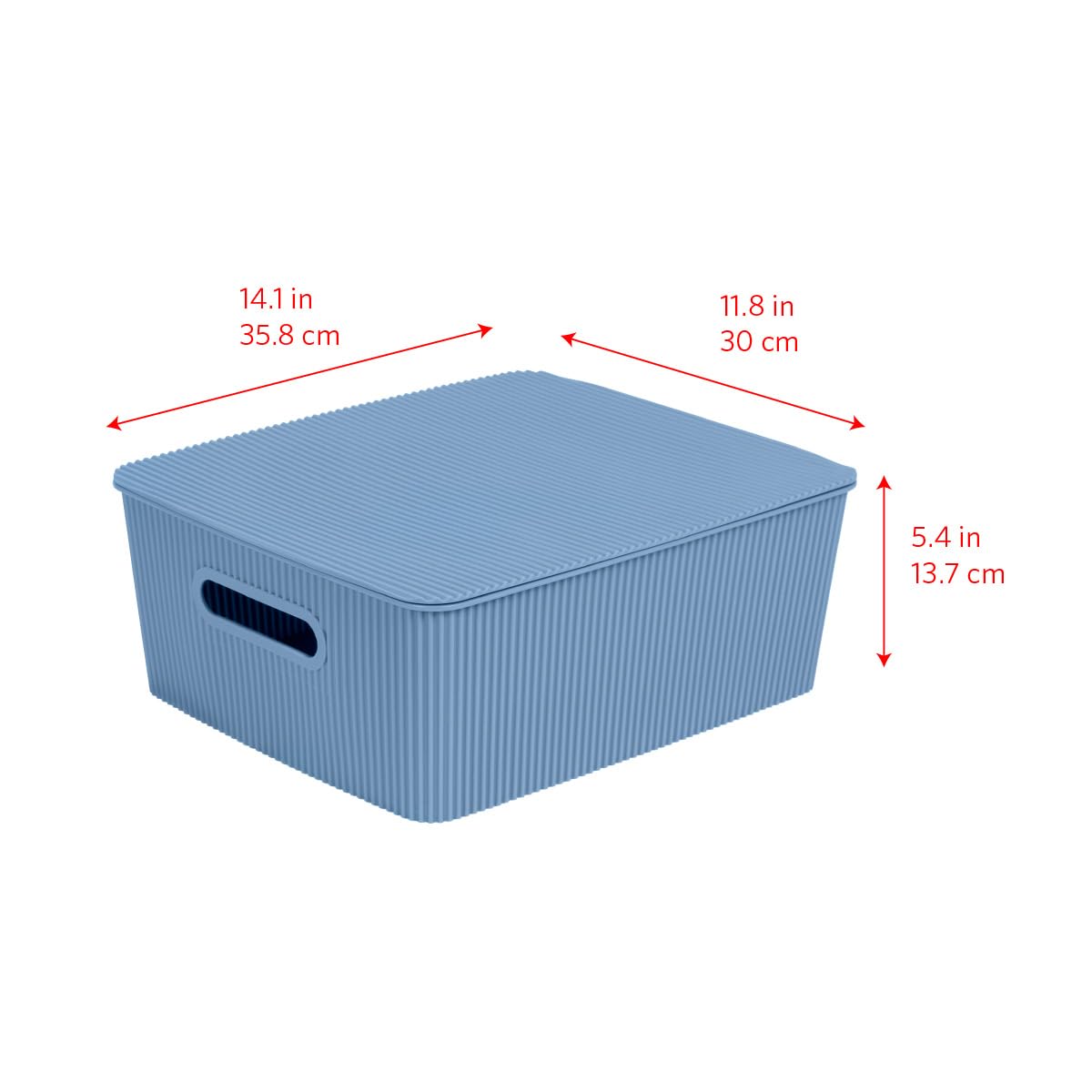 Glad Storage Baskets with Lids - Set of 4 Stackable Plastic Boxes with Handles - Decorative Shelf