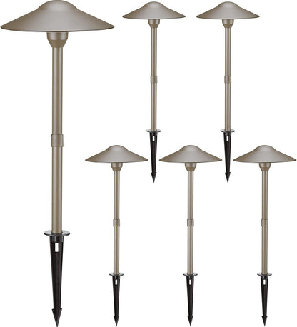 3W LED Landscape Lights Landscape Lighting Low Voltage Outdoor Pathway Lighting Replaceable LED Bulb 3000K Aluminum housing with ABS Ground Stake for Yard Patio Driveway Bronze, Pack of 6