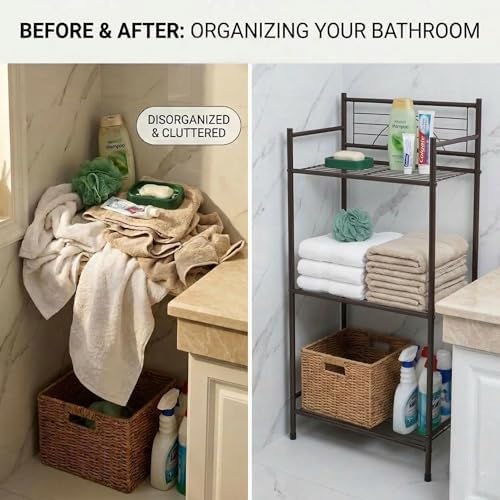 Bath Bliss 3 Tier Storage Shelf | Freestanding | Dimensions: 17.3"x 10.6"x 35.8 | Free Standing |