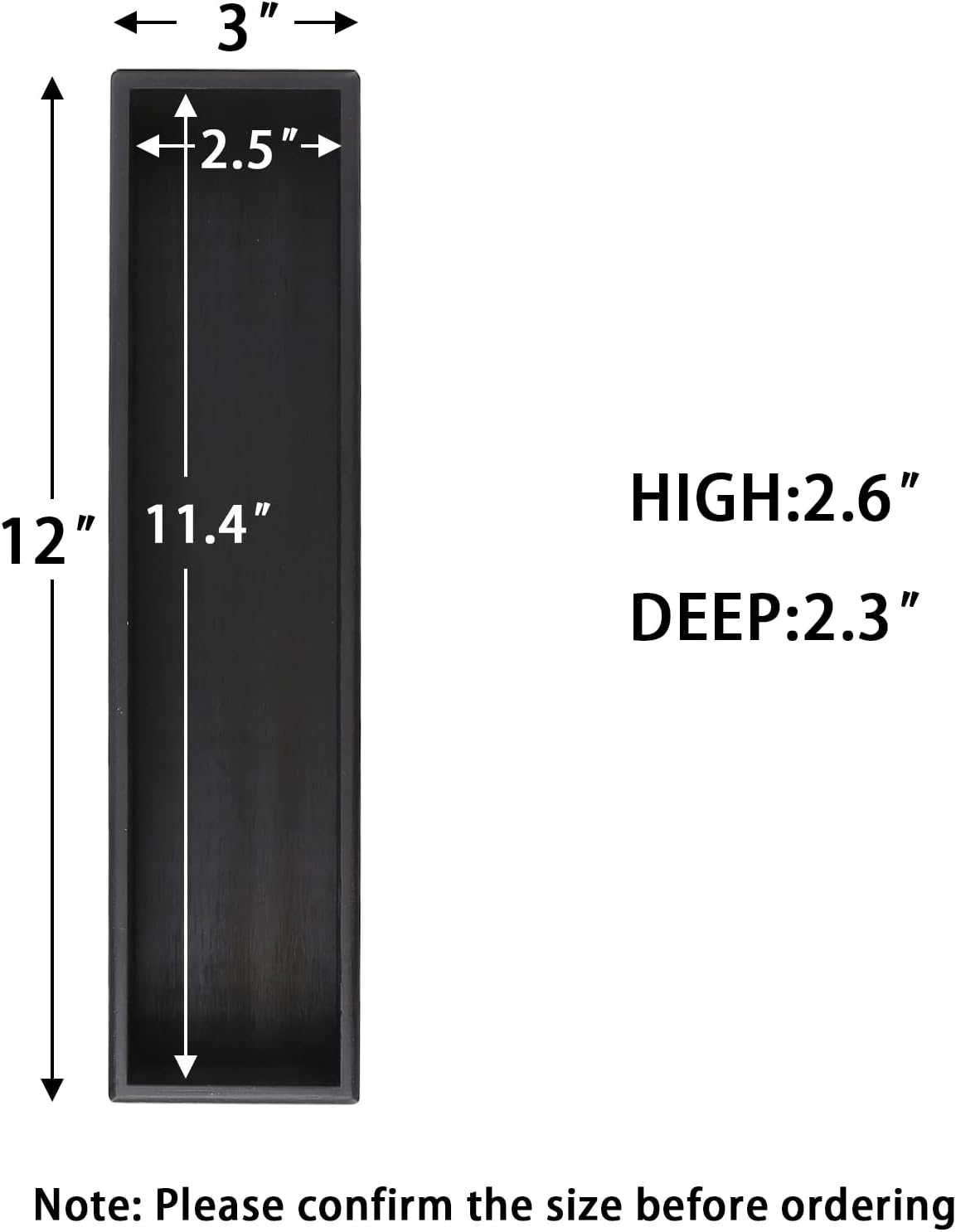 Bamboo Drawer Organizer - Kitchen Utensil Organizer Silverware Tray Cutlery Holder，Office Desk Supplies and Accessories,12 * 3 * 2.6inch,Black