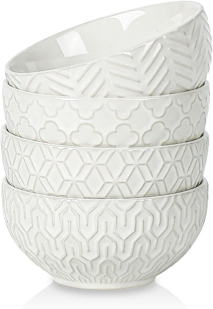 Sureasy Ceramic Ice Cream Bowls Set of 4-12 oz White Small Dessert Bowls for Kitchen, Perfect for Rice, Fruit and Sauce, Microwave & Dishwasher Safe