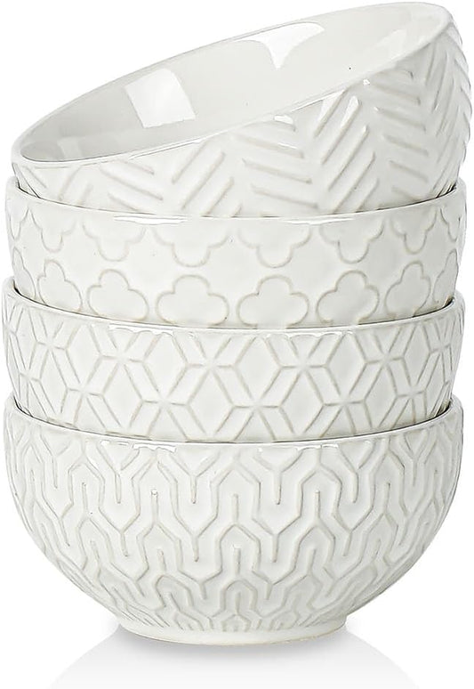 Sureasy Ceramic Ice Cream Bowls Set of 4-12 oz White Small Dessert Bowls for Kitchen, Perfect for Rice, Fruit and Sauce, Microwave & Dishwasher Safe