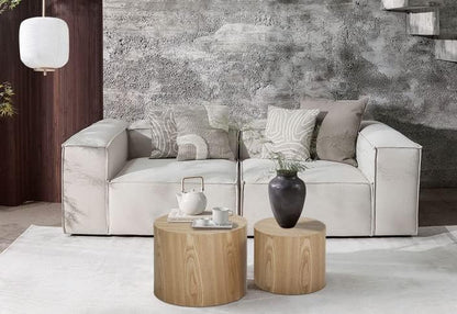 18.9”Round Nesting Coffee Table Set of 2,Wooden Circle Coffee and End Tables,Durable Accent Furniture,Modern Space-Saving Design for Small Living Rooms,Offices,No Assembling Needed,Oak