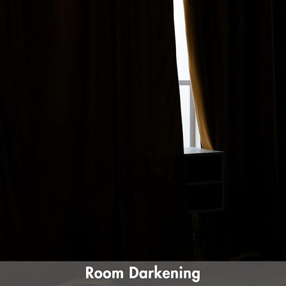 MIULEE Golden Brown Velvet Curtains Thermal Insulated Blackout Curtain Drapes for Bedroom Living Room Darkening 84 Inches Long Curtains Panels Rod Pocket Set of 2