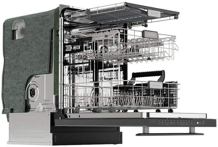 SHARP SDW6757ES Slide-In Dishwasher, Stainless Steel Finish, 24" Wide, Soil Sensors, Premium White LED Interior Lighting, Smooth Glide Rails, Heated Dry Option, Responsive Wash Cycles, Power Wash Zone