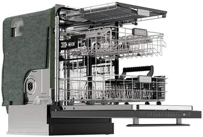 SHARP SDW6757ES Slide-In Dishwasher, Stainless Steel Finish, 24" Wide, Soil Sensors, Premium White LED Interior Lighting, Smooth Glide Rails, Heated Dry Option, Responsive Wash Cycles, Power Wash Zone