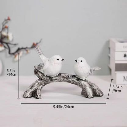 Resin Love Birds on Branch - 9.8 Inch Couple Bird Statue, Romantic Home Decor Gift for Valentine's Day, Wedding, Anniversary - Desk, Shelf, Bedroom, Office and Garden Decor