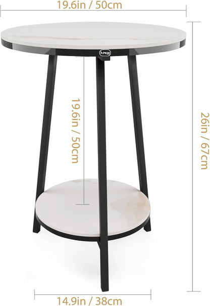 Side Table - Sintered Stone End Couch Table with Metal Frame & Gold Veins for Sofa Living Room Bedroom Bedside Coffee Small Spaces - Waterproof, Scratch-Resistant - Easy Assembly