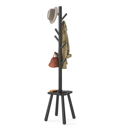 VASAGLE Coat Rack, Free Standing Coat Stand, Hall Coat Tree with 8 Hooks and Storage Shelf, 69.2