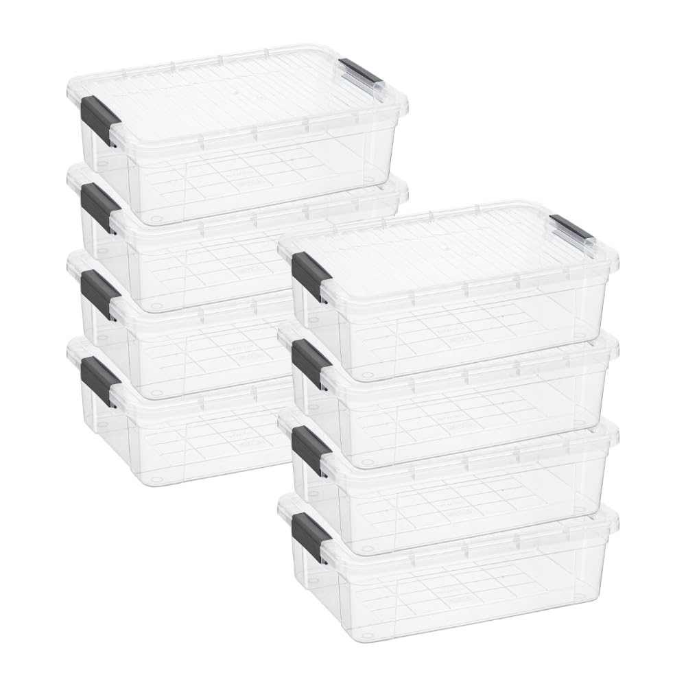 Superio Storage Bins with Lids, Clear Plastic Containers for Organizing, Stackable Totes, BPA Free