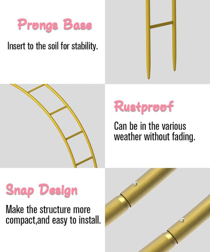 Queension Metal Arch Backdrop Stand 7Ft Wide 7.7Ft High, Wedding Arch Frame for Wedding Decorations, Balloon Arch Stand with Base for Ceremony, Outdoor Garden Arch Trellis for Climbing Plants, Gold