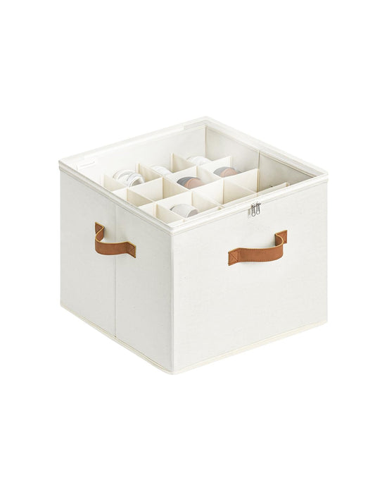 StorageWorks 16-Pair Shoe Organizer for Closet, Adjustable Dividers, Beige